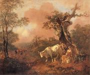 Thomas Gainsborough Landscape with a Woodcutter cowrting a Milkmaid oil painting on canvas